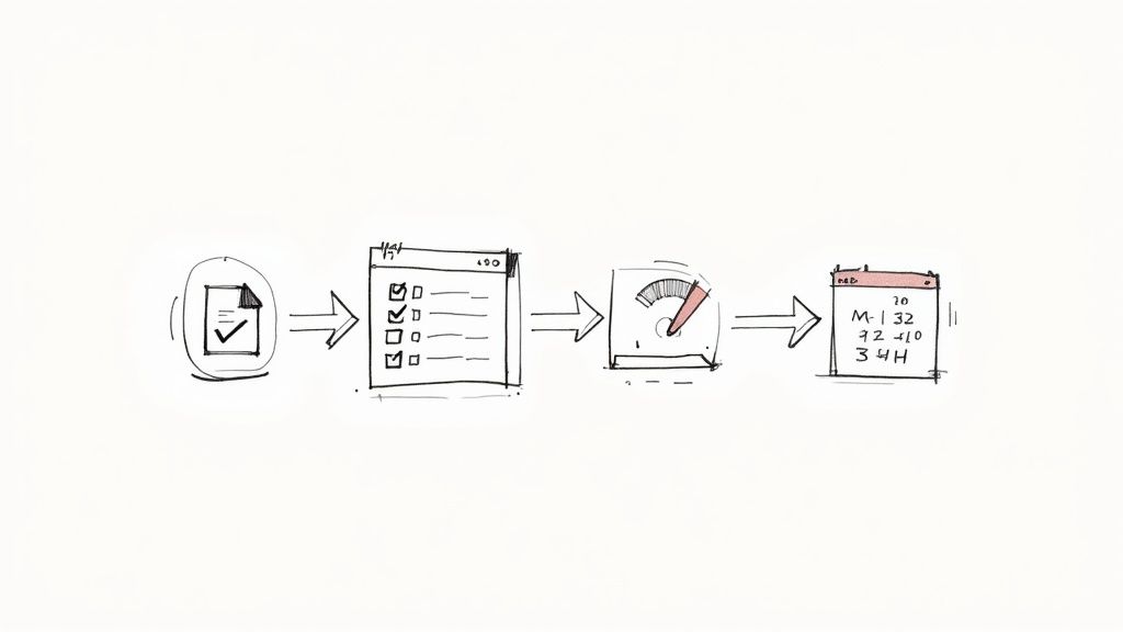 A futuristic Notion workspace with automated elements highlighting efficiency.