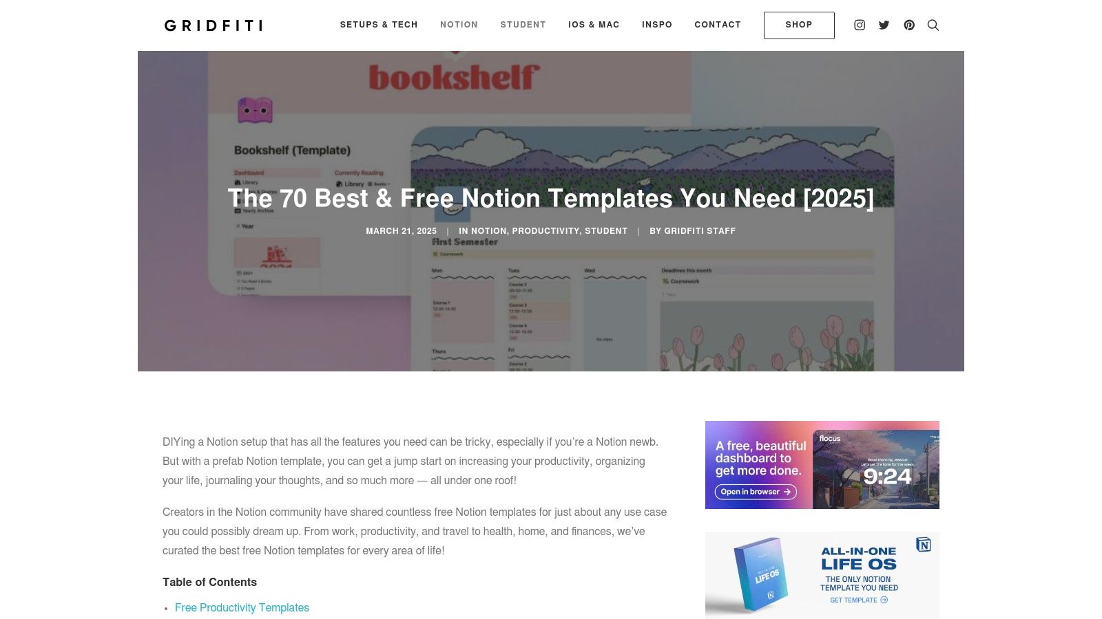 Gridfiti (Free Notion Templates roundup)