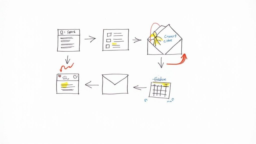 A person sitting on a couch in a cozy vacation rental, using a laptop and smiling.