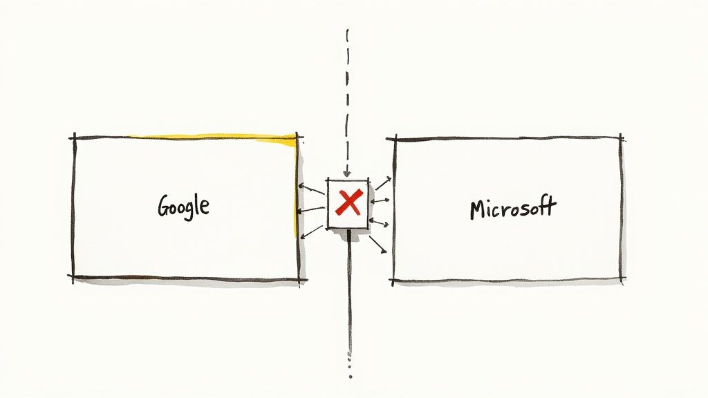 An abstract digital art piece showing interconnected data points and networks, representing different ad platforms.