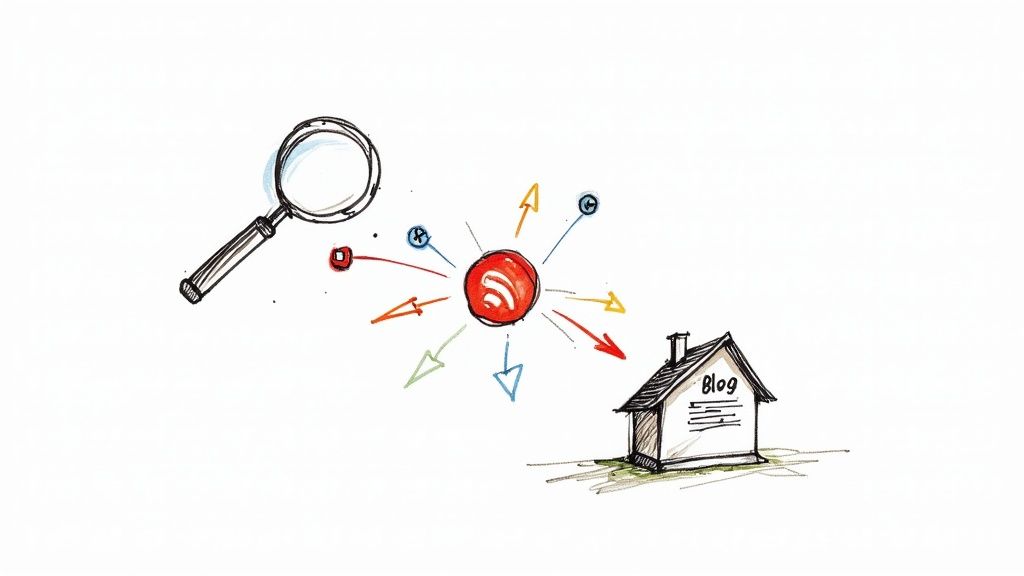 A digital marketing dashboard showing website traffic growth and engagement metrics.