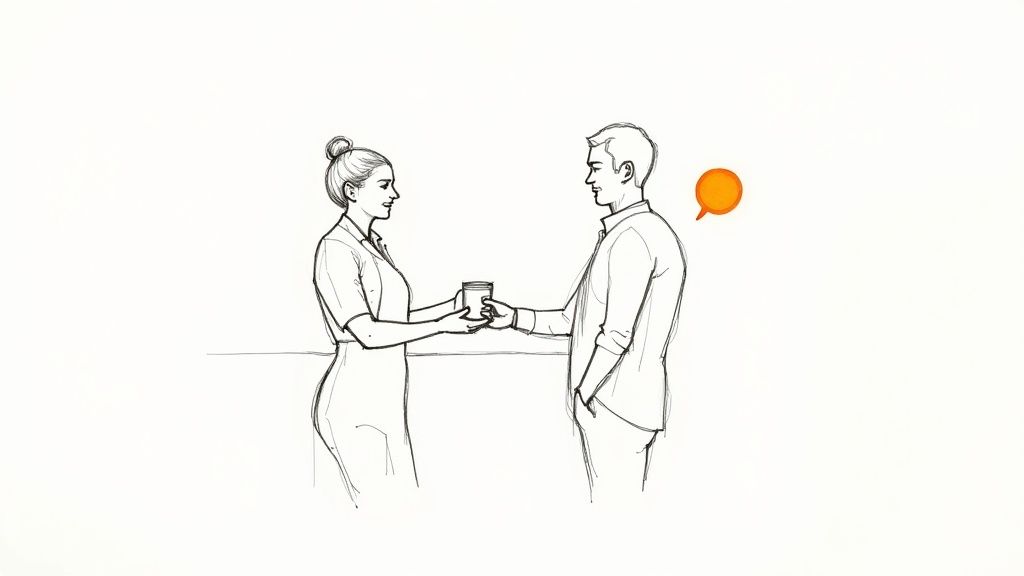 A hand interacting with a personalized website interface on a laptop.