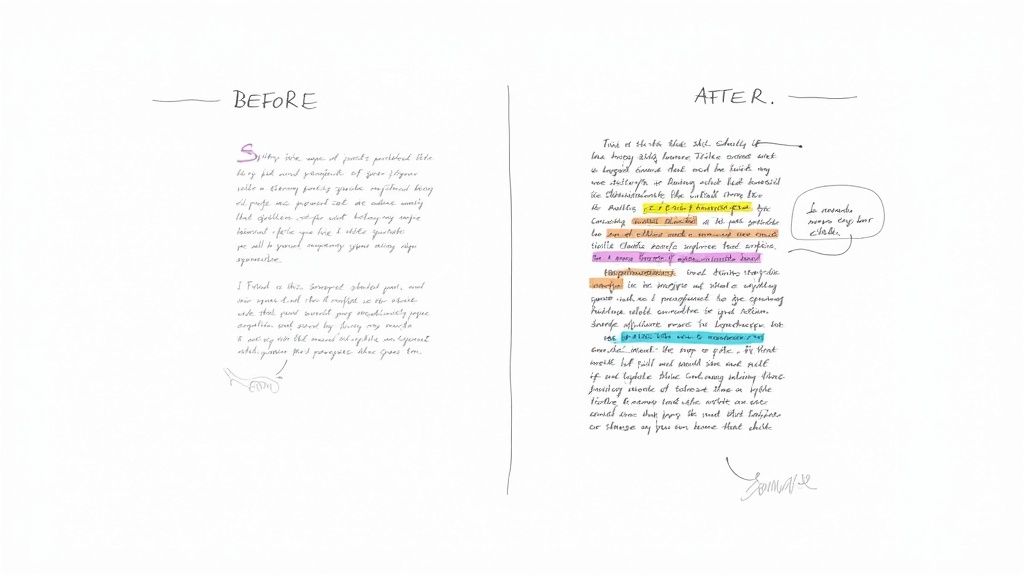 A laptop screen showing a vacation rental listing being edited, with a focus on the description and title fields.