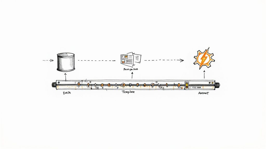 A flowchart illustrating the components of a programmatic SEO strategy.