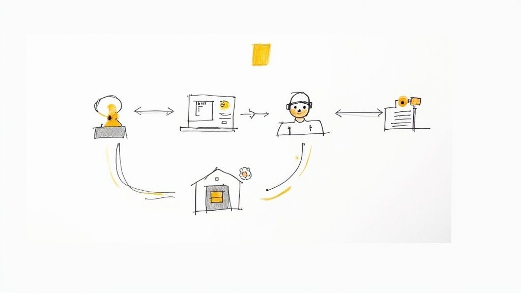 A property manager using AI tools on a laptop to analyze rental market data