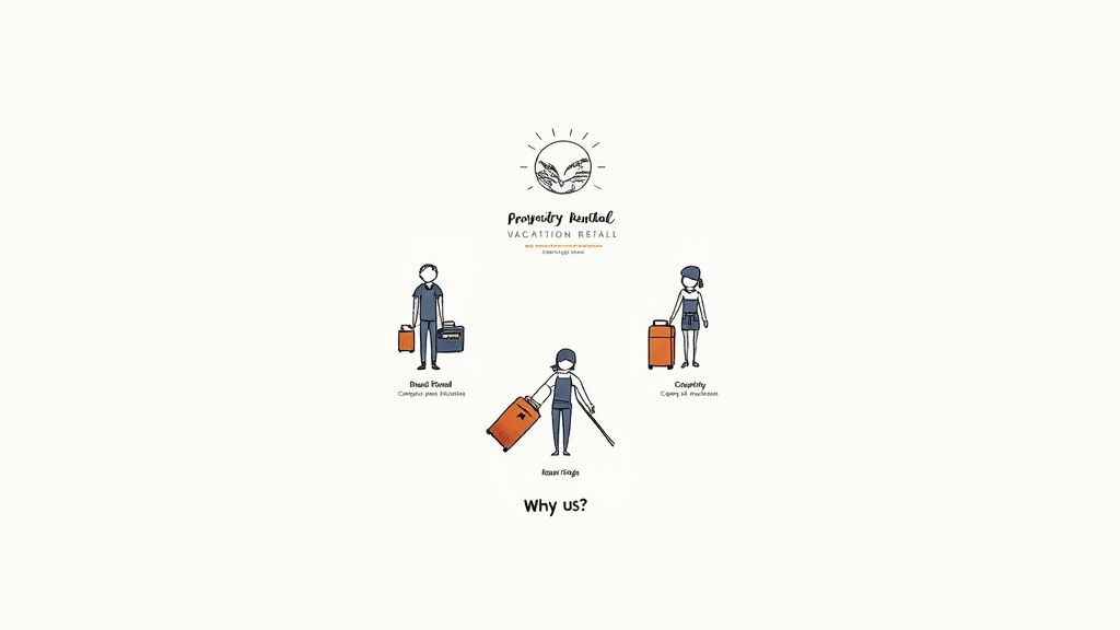 A modern living room with large windows overlooking a scenic view, representing an appealing vacation rental.