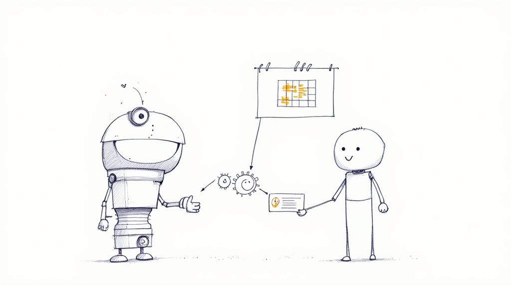 A person using a laptop with AI-powered dashboards and automation flows on the screen, representing scaling SEO for vacation rentals.