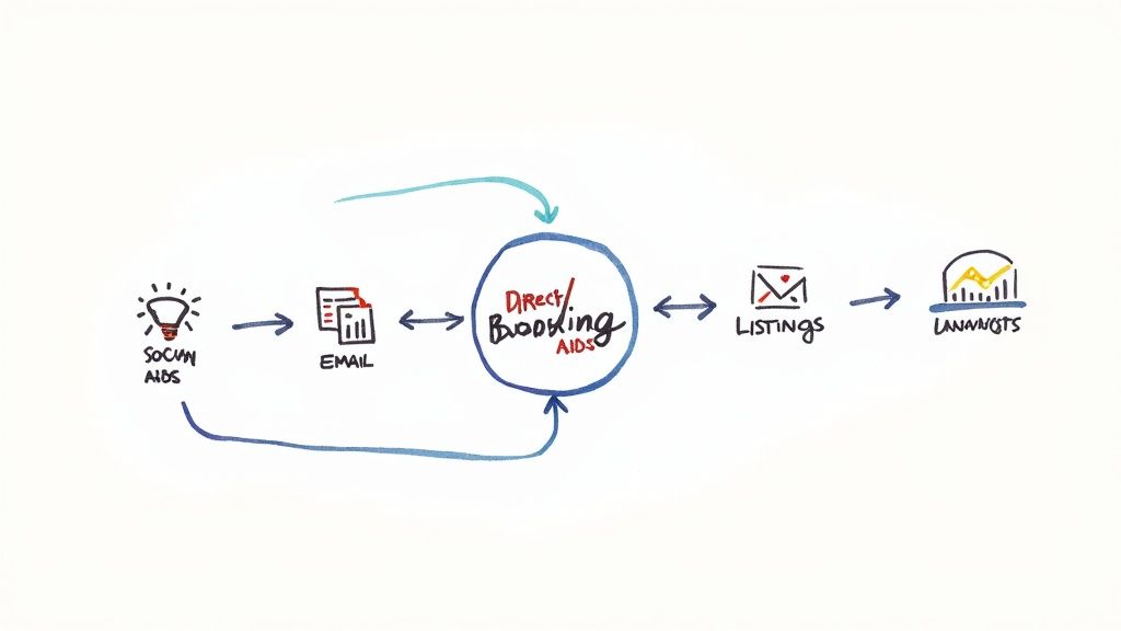A digital marketing dashboard showing integrated data from social media, email, and website traffic.
