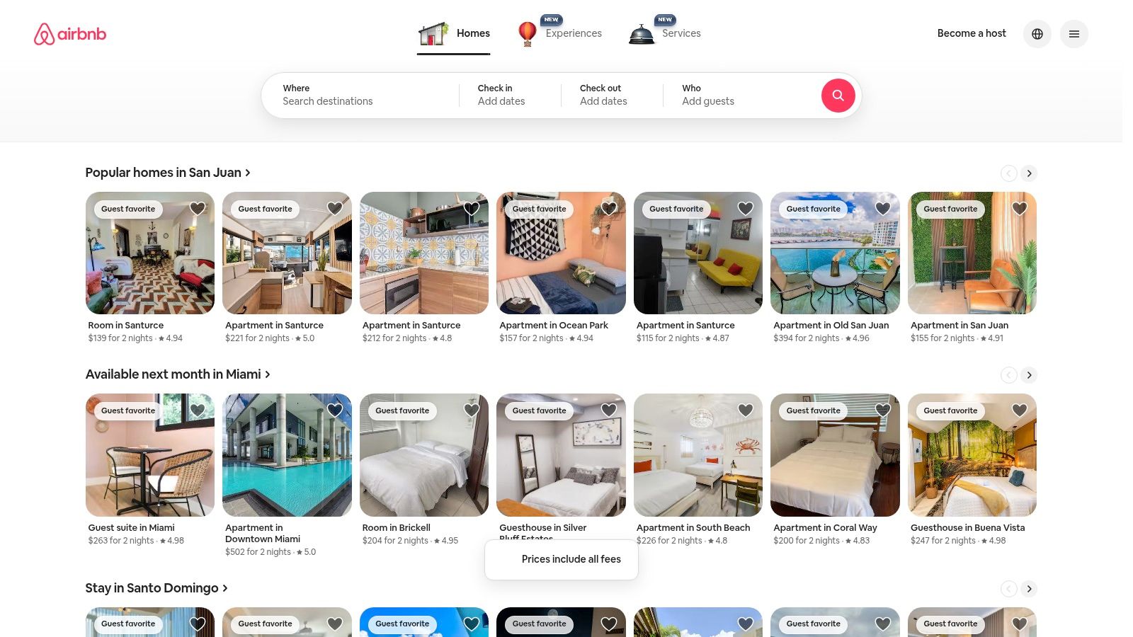 Airbnb property listing page showing a modern home interior, map, and booking details