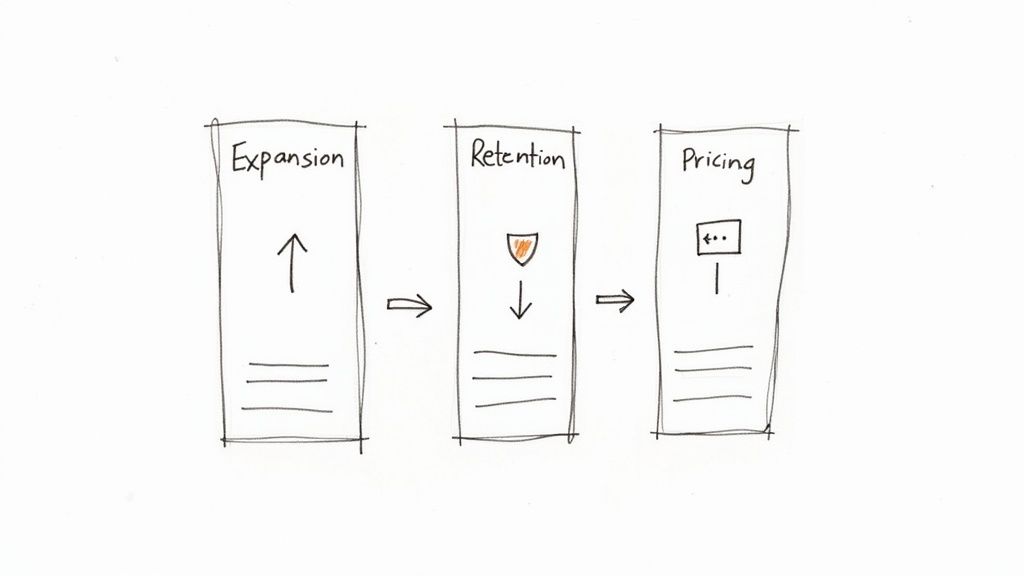 A person at a whiteboard sketching out a strategic playbook, symbolizing the actionable plans to improve NRR.