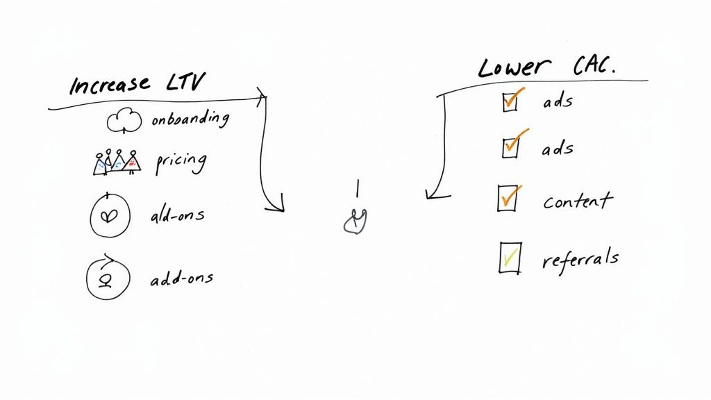Stylized image showing a graph with an upward trend, symbolizing growth and improvement in SaaS metrics.