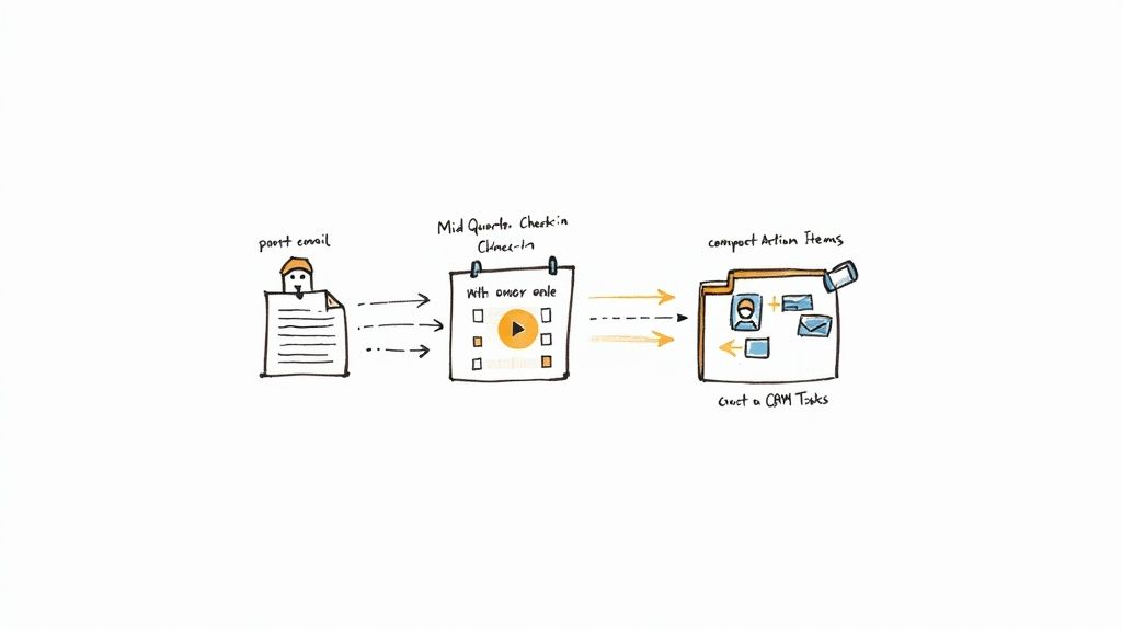 Team reviewing tasks on a laptop after QBR