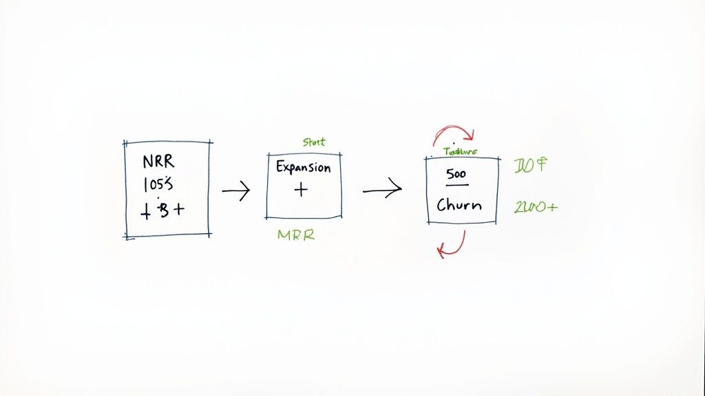 A person using a laptop with charts and graphs on the screen, illustrating the use of an NRR calculator free.