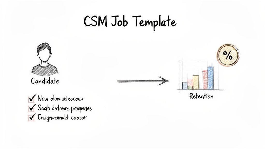A CSM job template illustrating a candidate's skills improving customer retention rates.