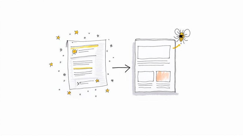 A laptop showing a Beehiiv dashboard with charts and graphs, representing ad management and revenue growth.