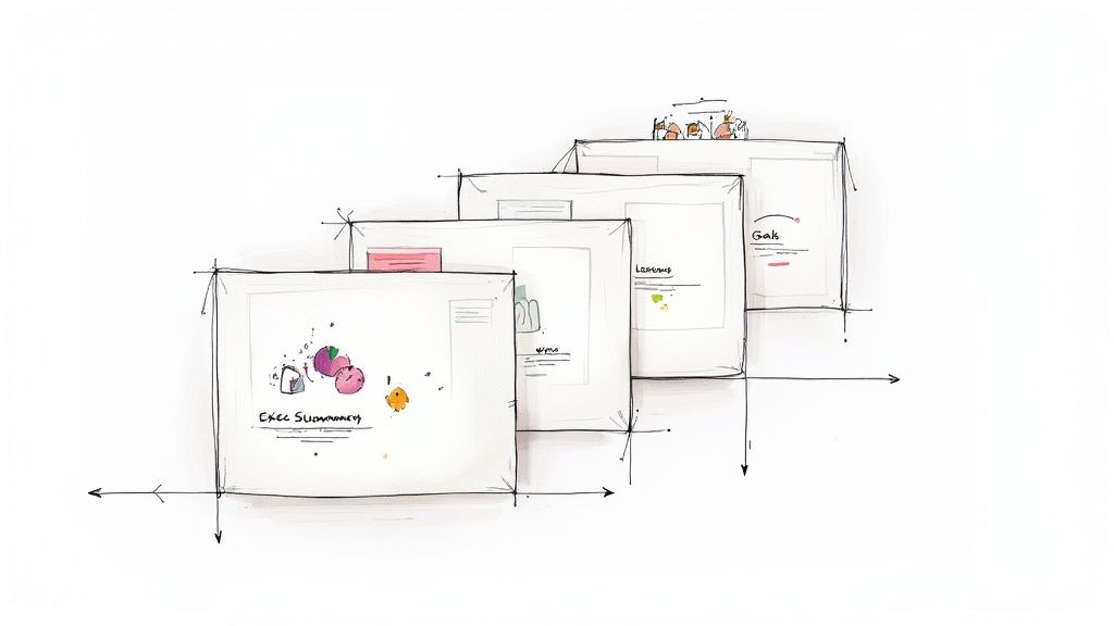 A person giving a presentation in a modern office, pointing to a screen with charts and graphs.