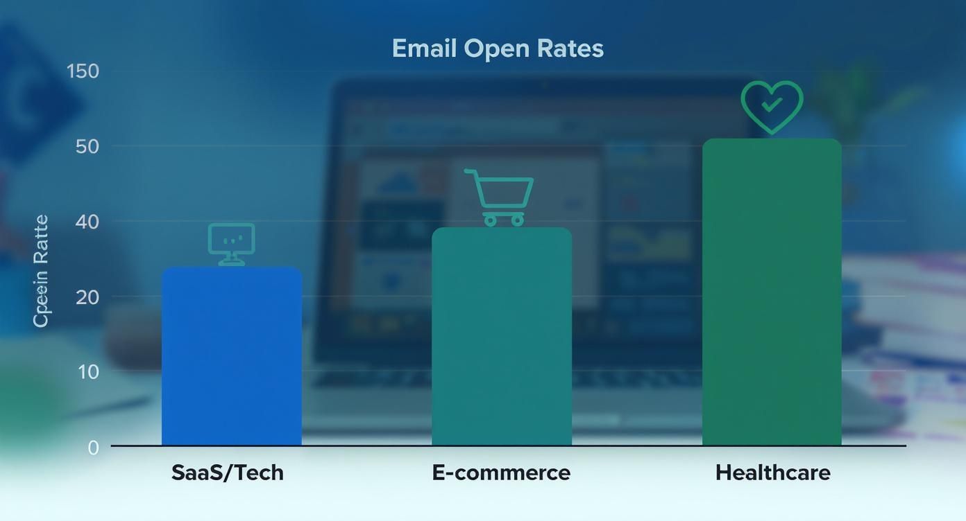 Infographic about good email open rate