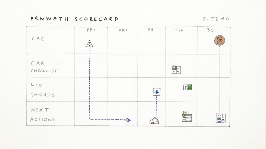 A dashboard showing key SaaS metrics