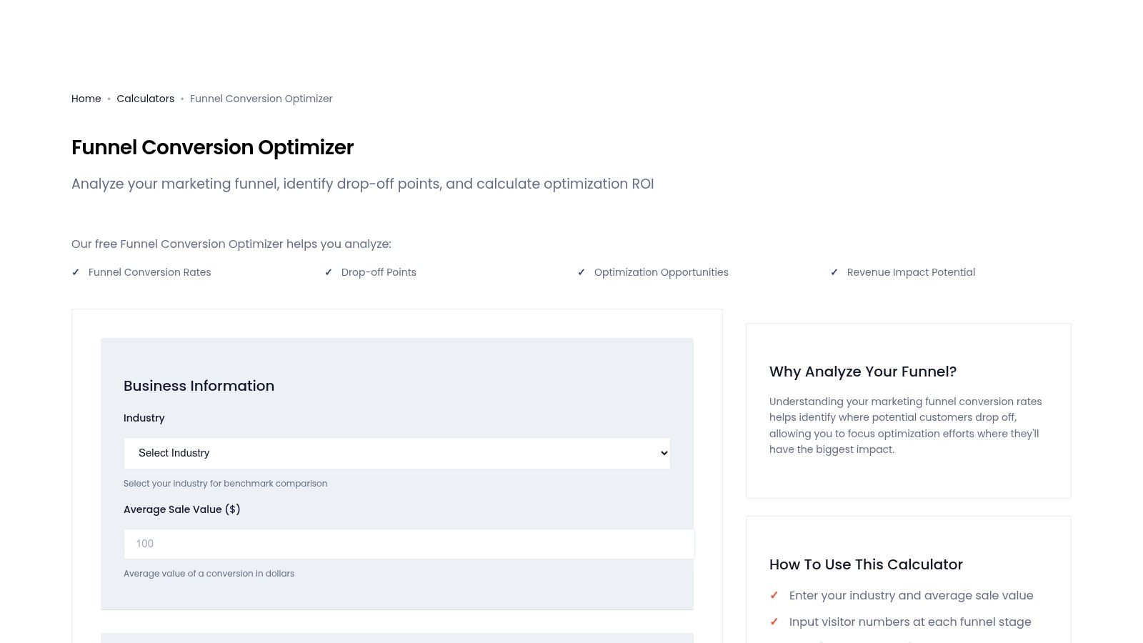 FIS Agency — Funnel Conversion Optimizer (web calculator)