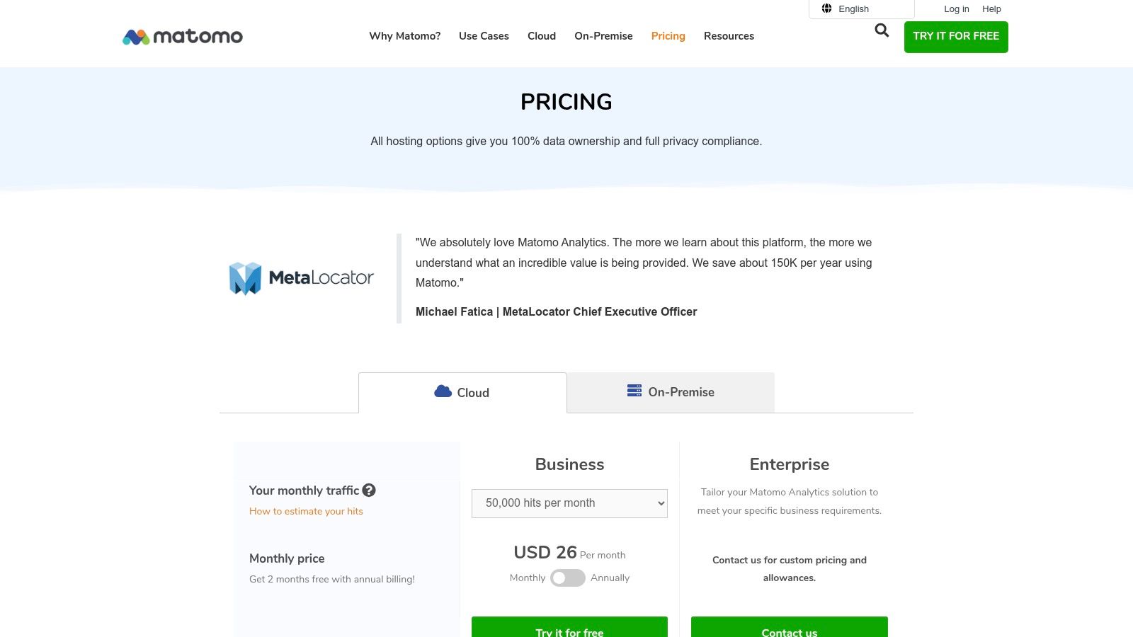 Matomo (Cloud and On-Premise)