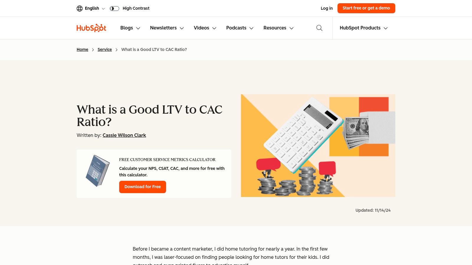 HubSpot LTV CAC Calculator
