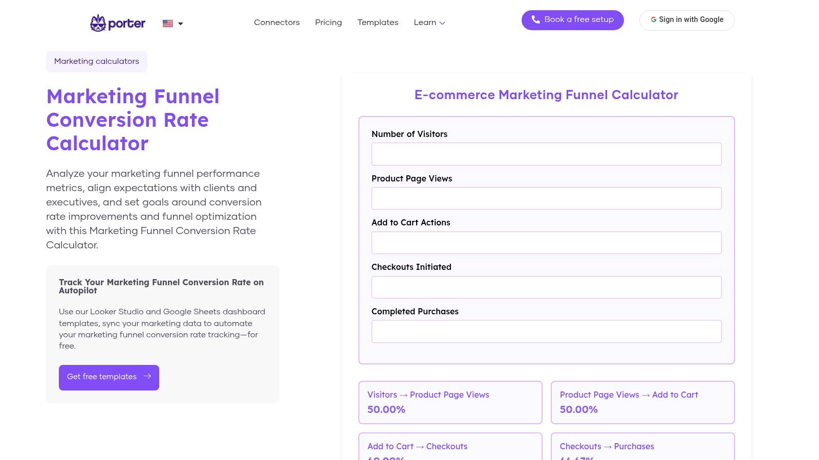Porter Metrics — Marketing Funnel Conversion Rate Calculator