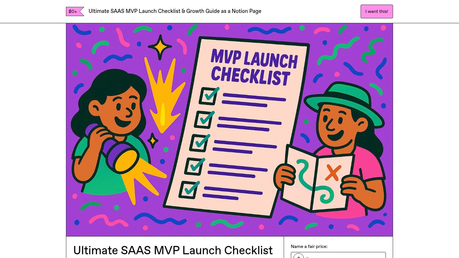 Gumroad — Ultimate SaaS MVP Launch Checklist & Growth Guide (Notion)
