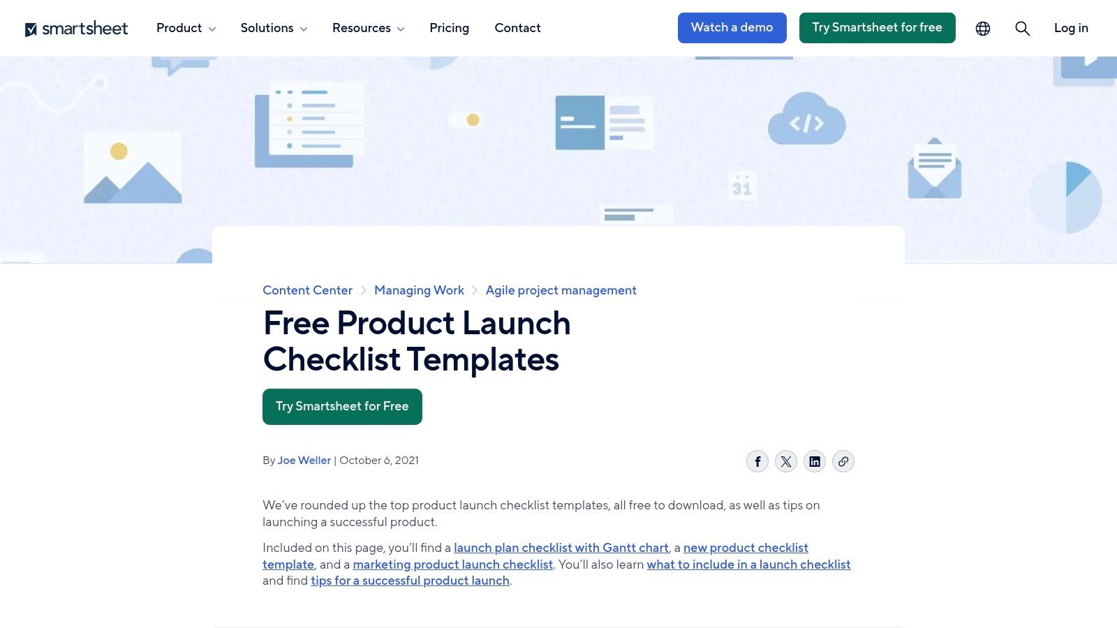 Smartsheet — Free Product Launch Checklist Templates (includes software)