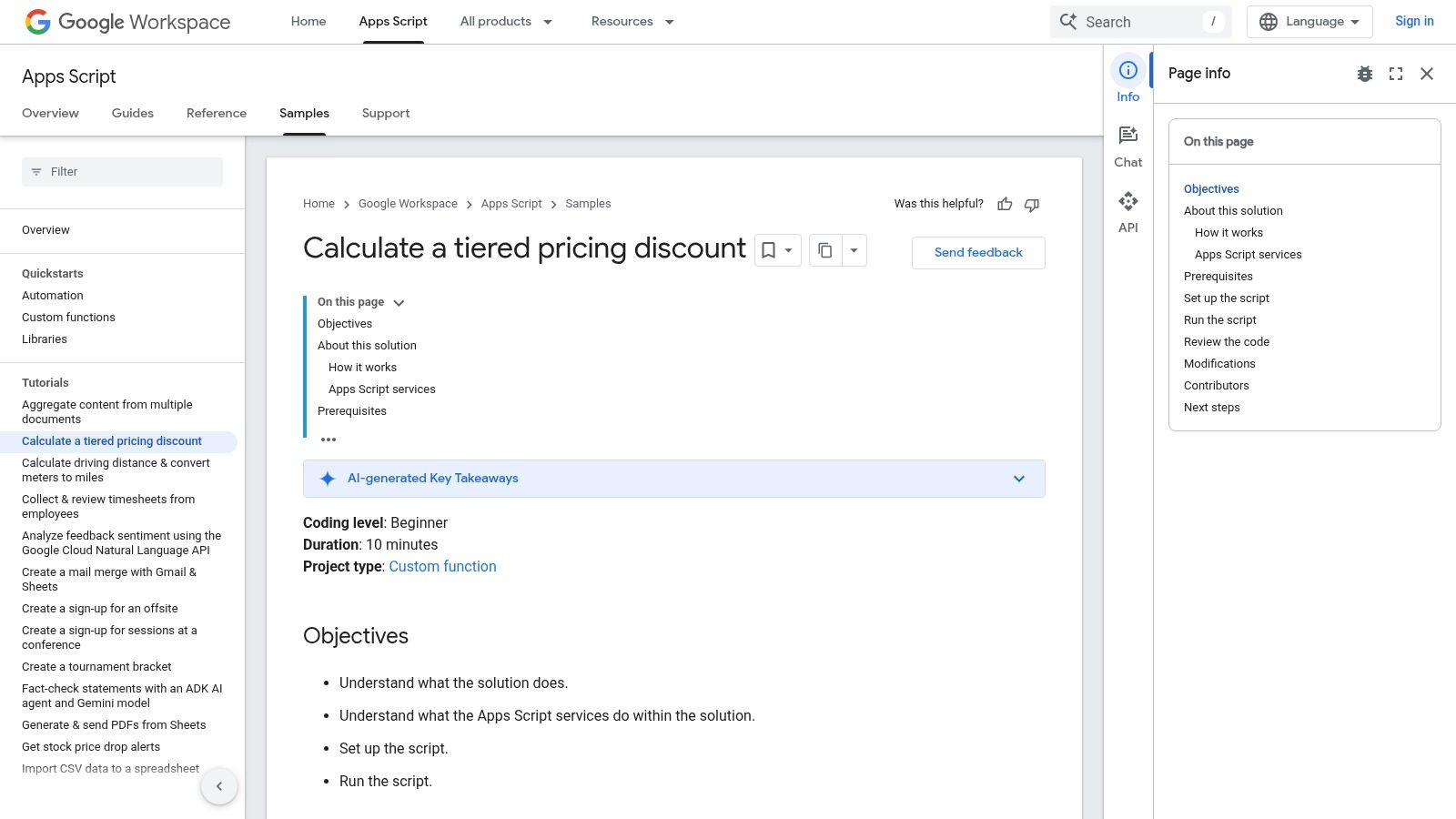 Google Developers (Tiered Pricing Custom Function)