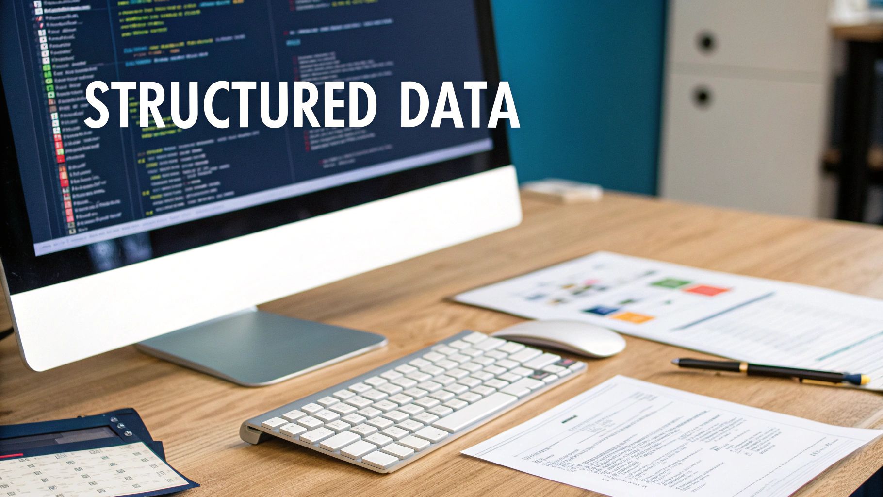 Preparing Your Product Catalogue for Agentic Search: A Guide for Retail Leaders 3 A diagram showing structured data flowing into an AI agent for processing.