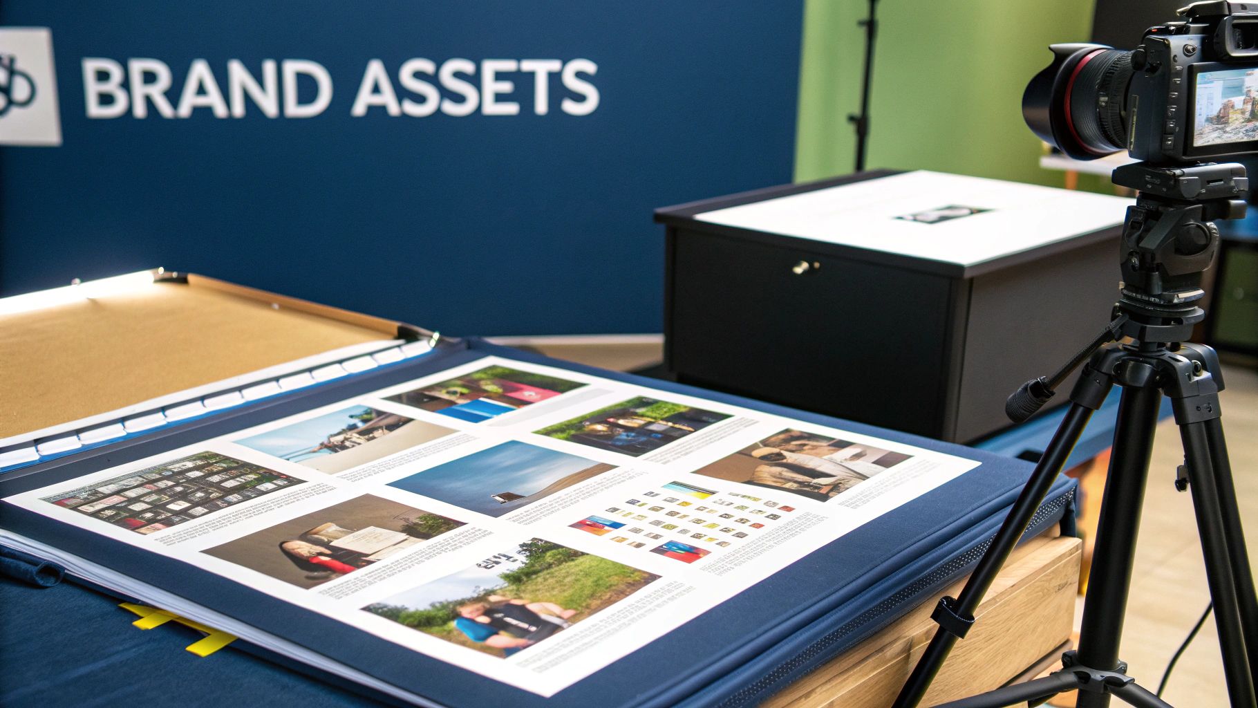 A visually organized library of digital assets like images and videos, representing a Digital Asset Management (DAM) system.