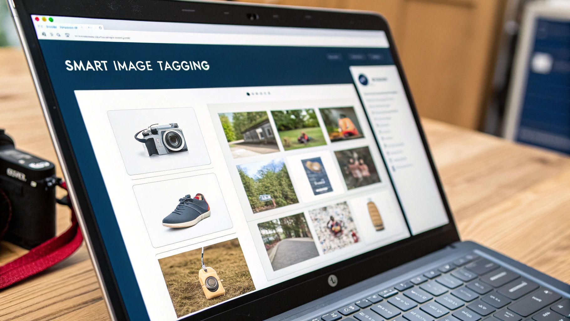 Content Automation for Retailers: A Guide to Boosting SEO & Product Data 4 An AI system analysing a product image of a chair and automatically generating descriptive tags like 'mid-century modern', 'oak wood', and 'fabric upholstery'.