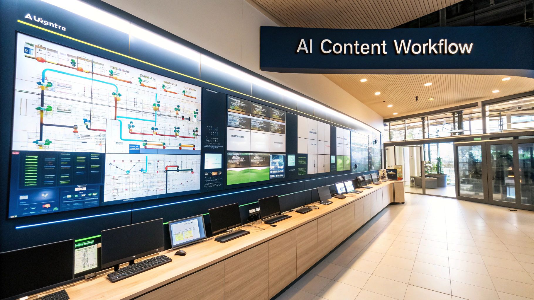 Content Automation for Retailers: A Guide to Boosting SEO & Product Data 2 An abstract illustration showing data flowing into an AI brain and coming out as structured, optimised content for retail websites.