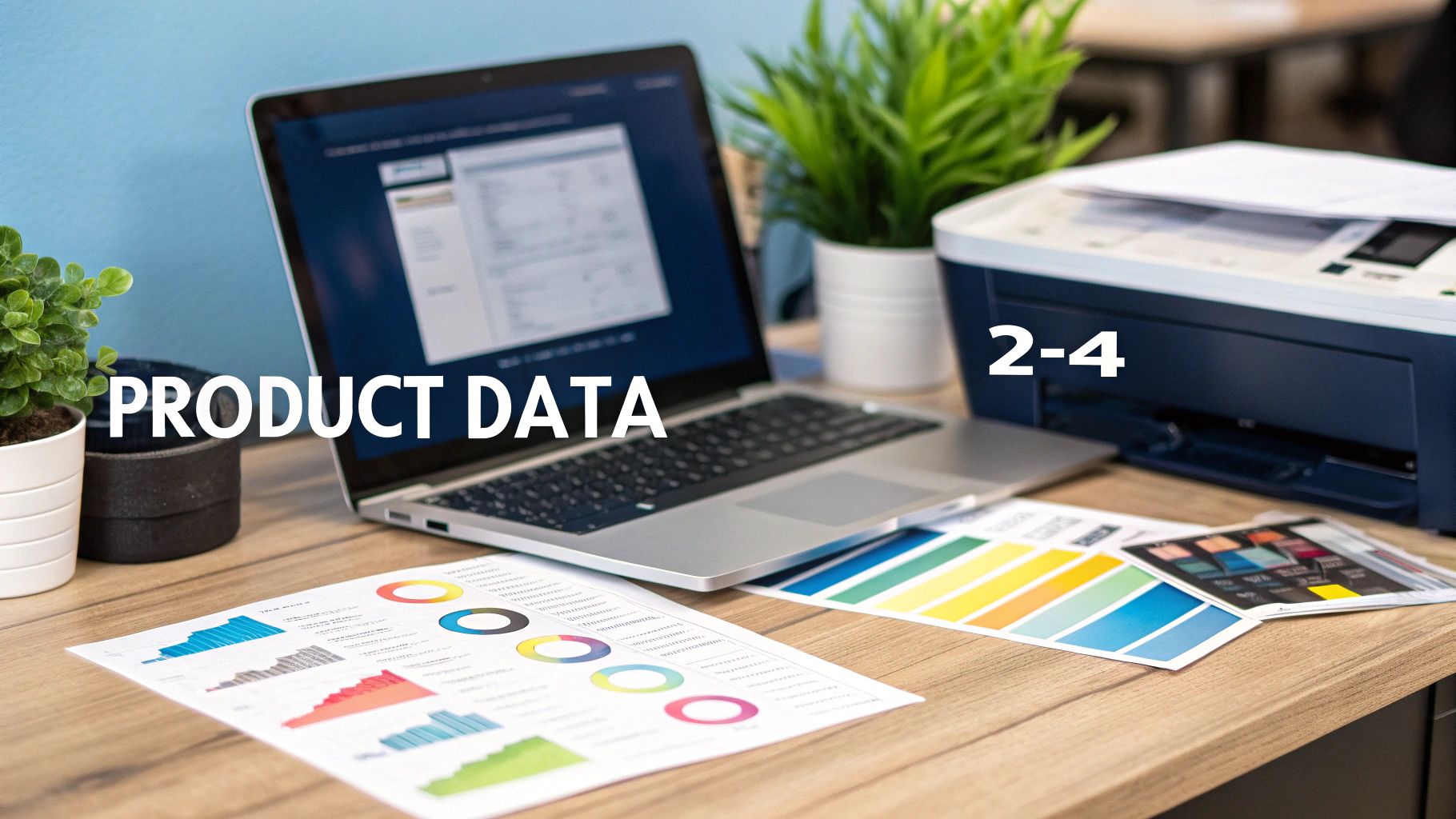 A diagram showing how a Product Information Management (PIM) system centralises a product data from various sources and distributes it to different sales channels.