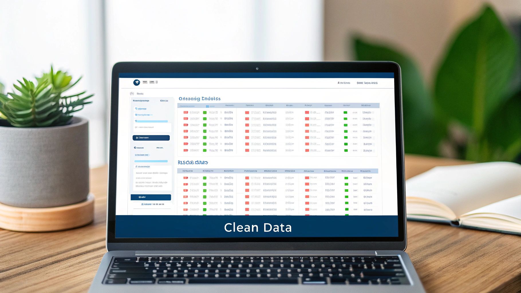 How End-to-End Product Optimisation Reduces Retail Operating Costs 2 A close-up of a person's hands organising digital product cards on a large, transparent touchscreen interface.