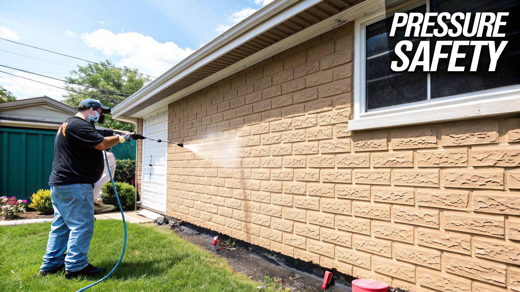 Close-up of stubborn algae stains on vinyl siding before cleaning.
