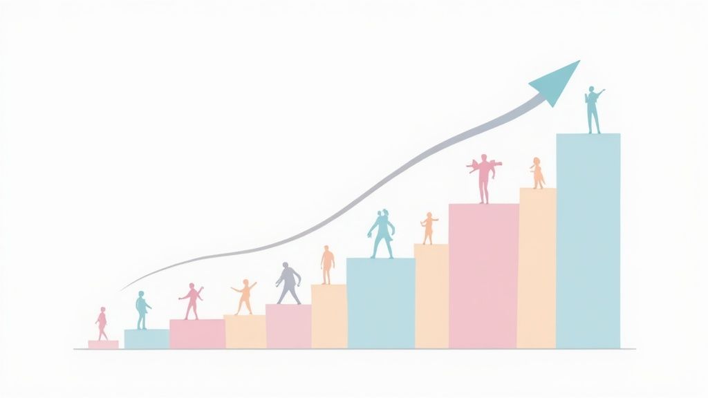A chart showing follower growth over time