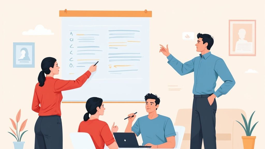 A diverse group of remote team members collaborating effectively in a virtual meeting.