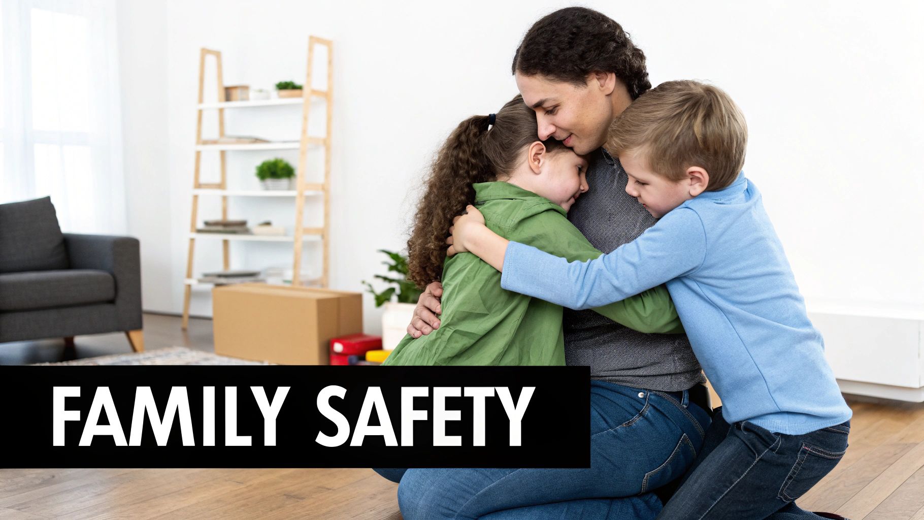 A parent and child playing together, representing family security.