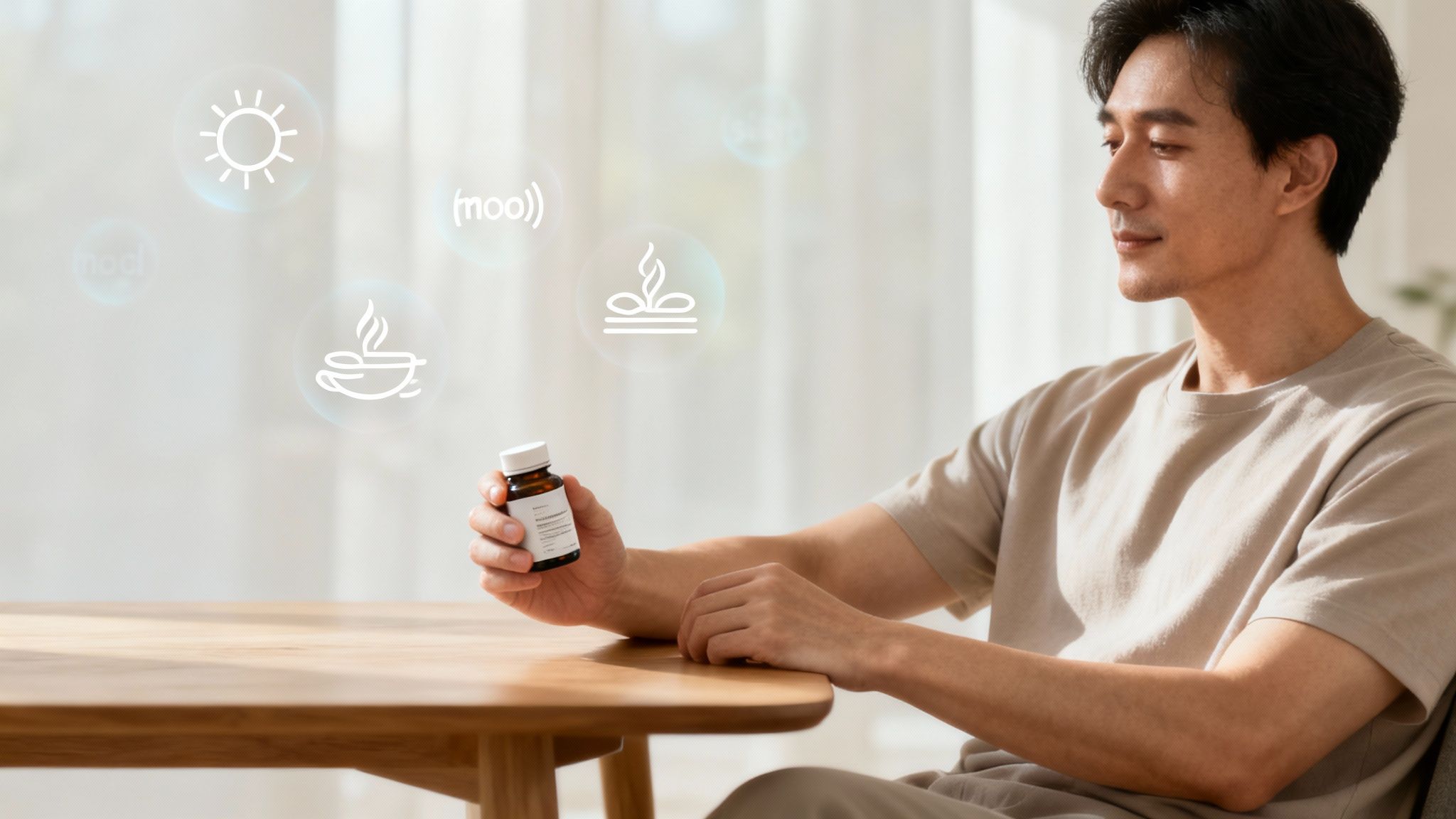 A collection of natural supplements and herbs in bowls and spoons, symbolising hormonal balance.