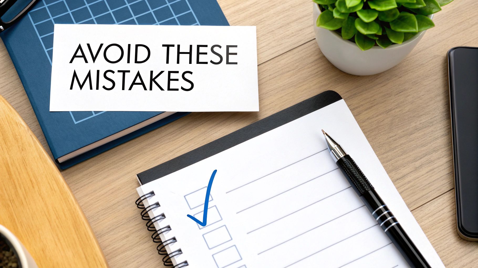 A warning sign with an exclamation mark, symbolising the importance of avoiding common mistakes.