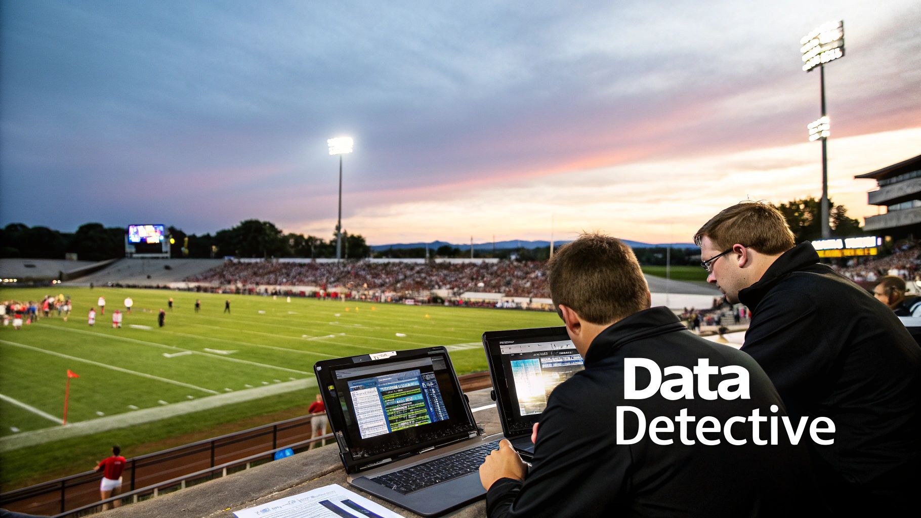 A person analysing football data on a computer screen