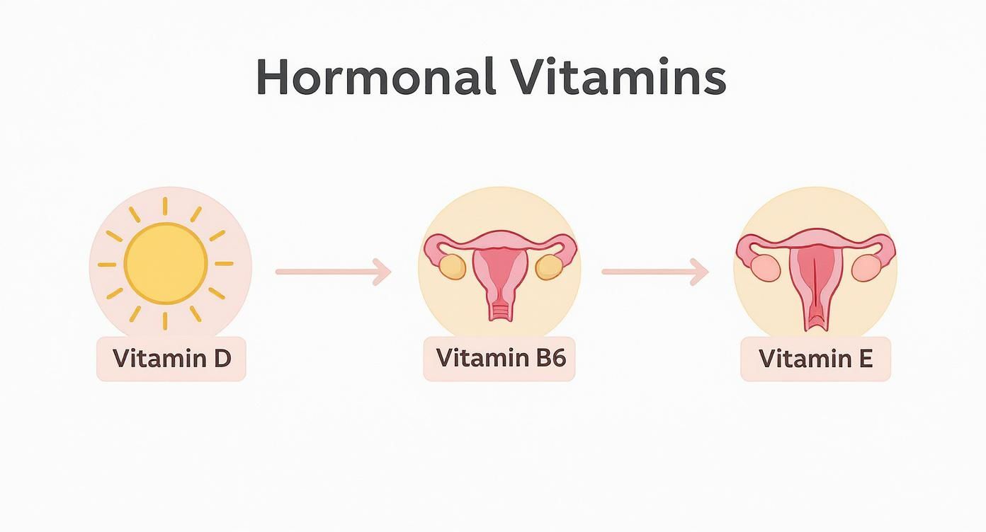 Infographic about vitamins to balance hormones for females