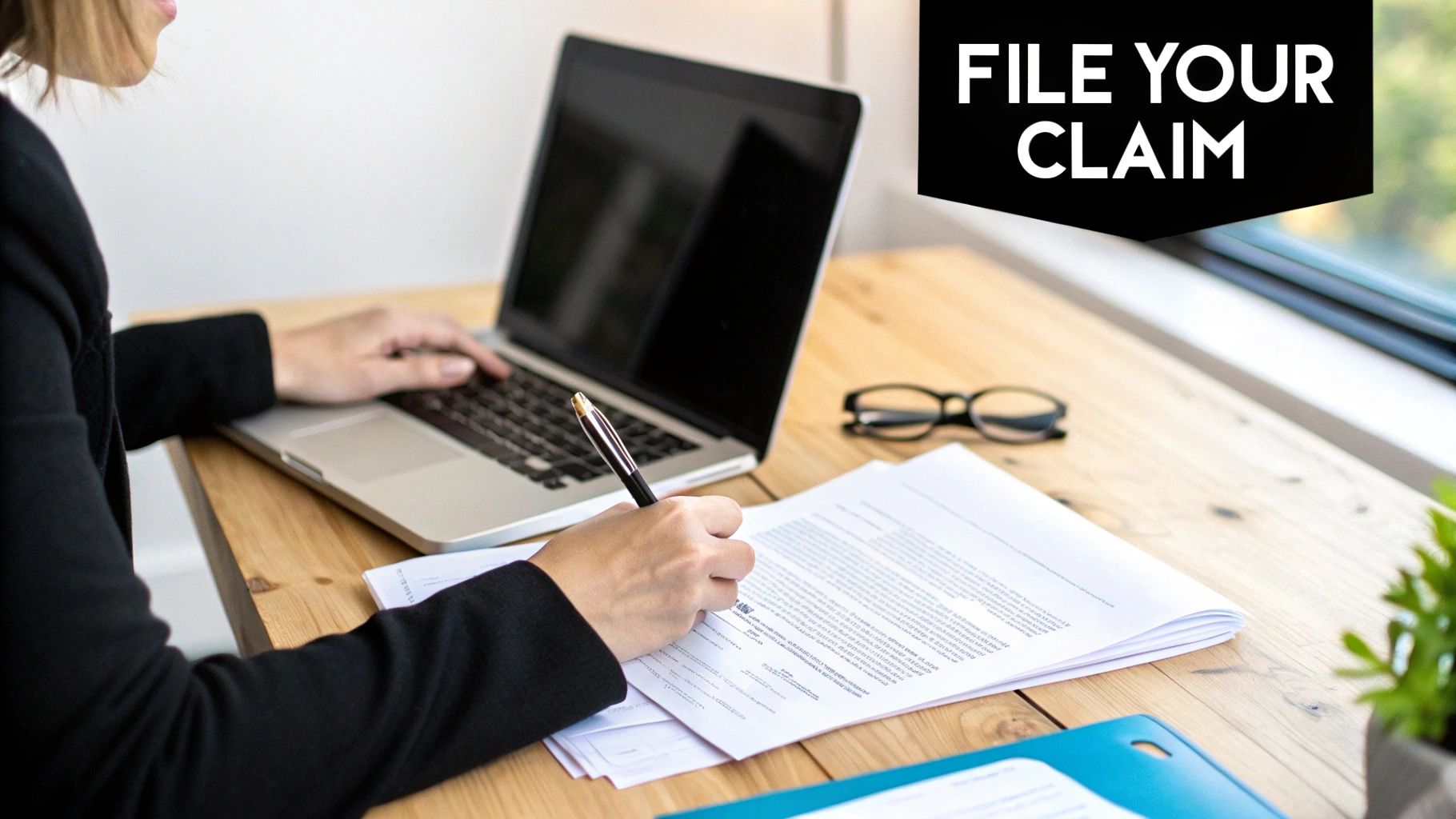 A magnifying glass over a document with a red stamp.