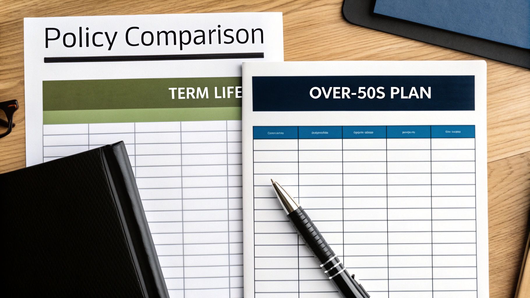 A diverse group of people, including parents, a homeowner, and an older adult, looking at a comparison chart.