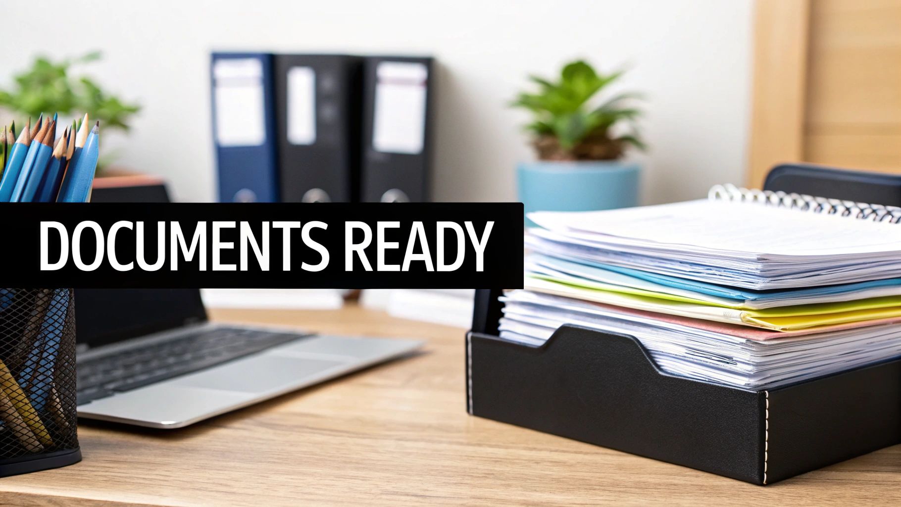 A person sitting at a desk reviewing documents with a magnifying glass.