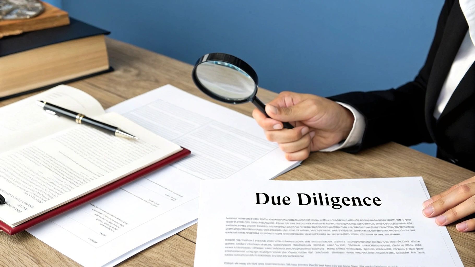 Law books and scales representing legal systems and due diligence