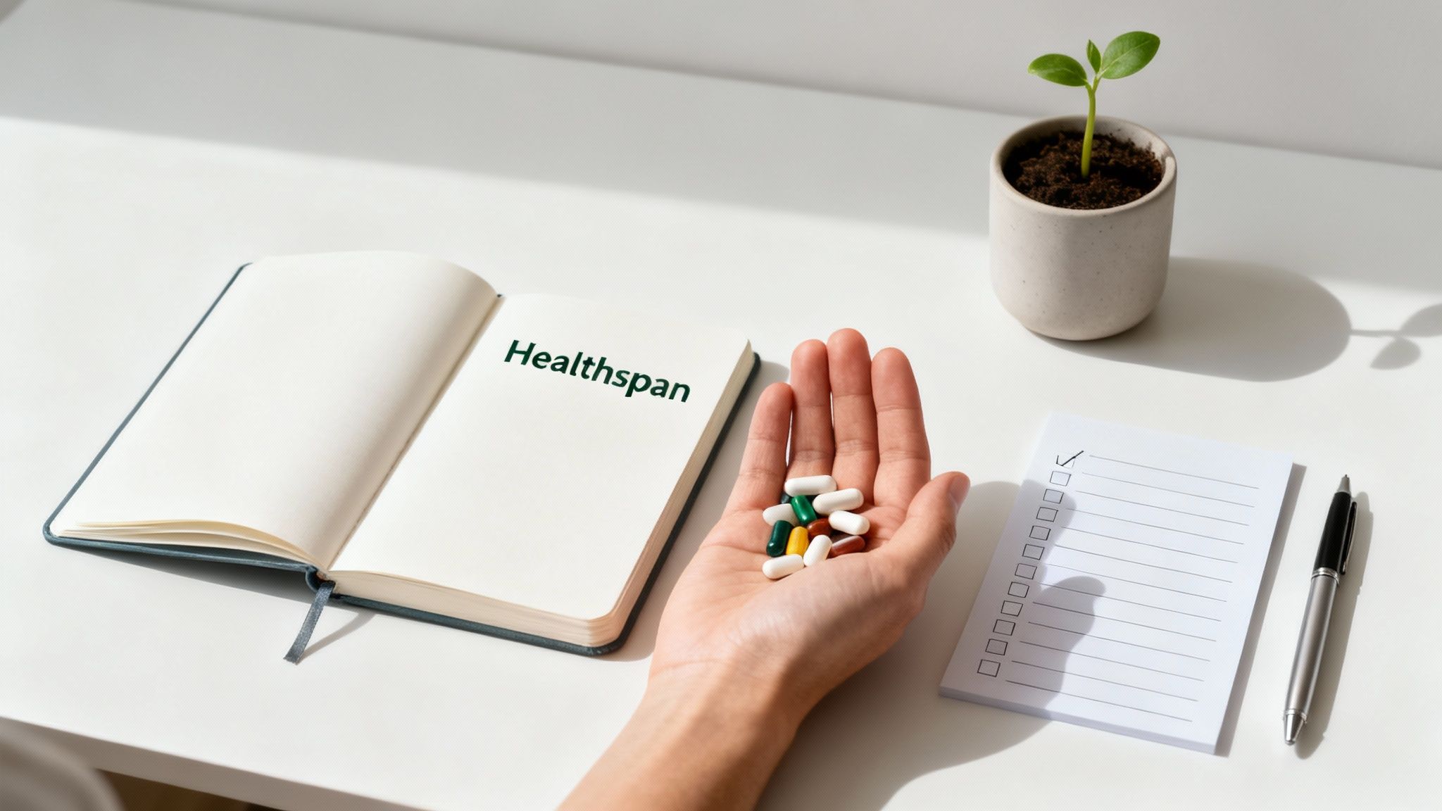 A person's hands holding a variety of colourful supplement pills.