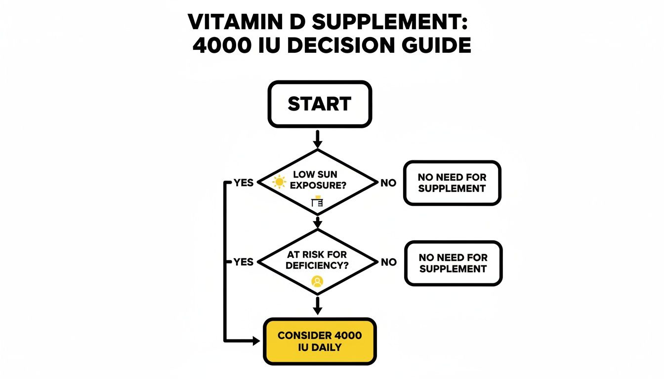Flowchart detailing the decision process for considering a 4000 IU daily Vitamin D supplement.