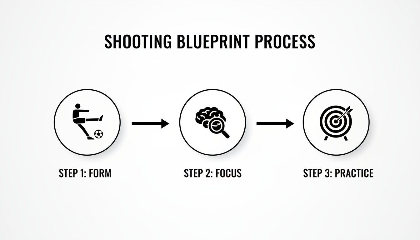 A diagram illustrating the 'Shooting Blueprint Process' with three steps: Form, Focus, and Practice.